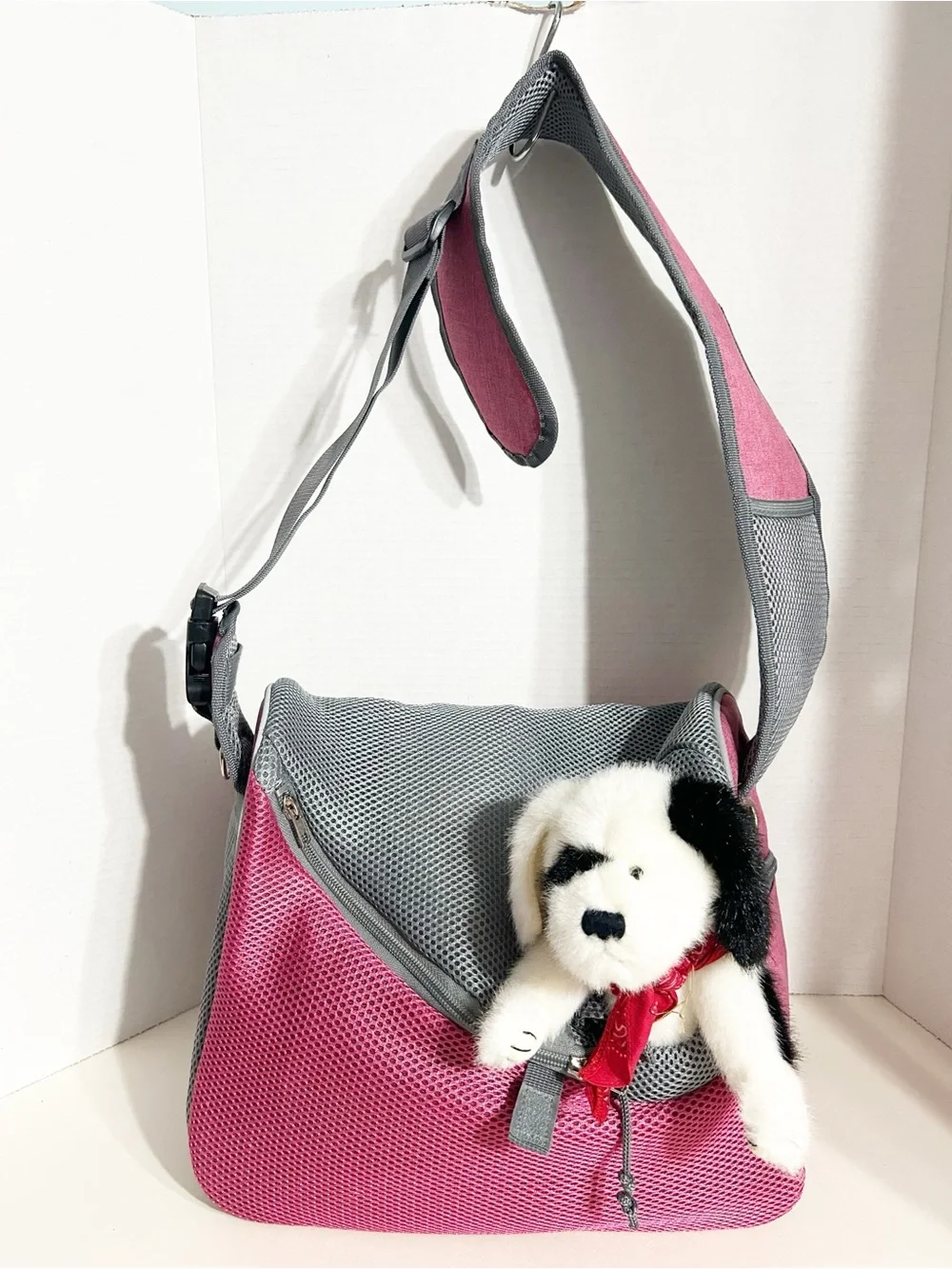 Petami Pet Sling Carrier Pink Gray Soft-Sided Shoulder Pet Carrier Up to 10 lbs